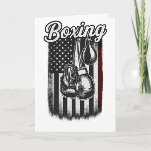 Vintage Boxing American Flag Retro Card