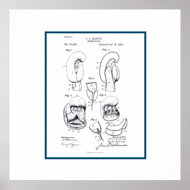 Vintage Boxing Glove Patent Poster (Front)