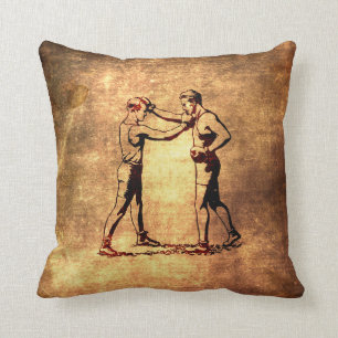 Vintage boxing men throw pillow