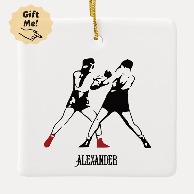 Vintage Boxing Vibes Ceramic Ornament (Creator Uploaded)
