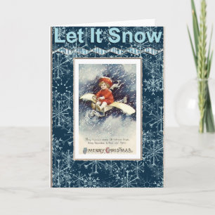 Vintage Boy/Airplane Christmas Card