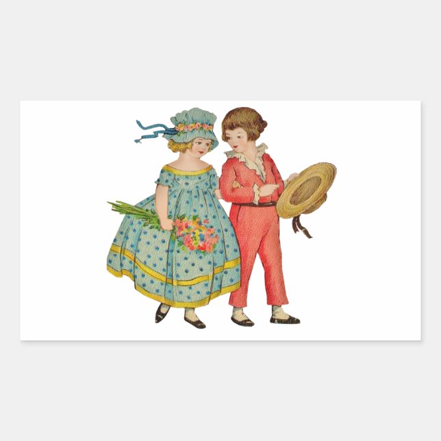 Vintage Boy and Girl Lovers  Rectangular Sticker (Front)