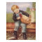 Vintage Boy and His Pet Chicken