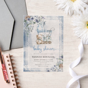Vintage Boy Baby Shower Vellum Invitations
