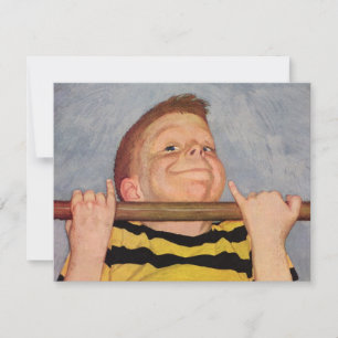 Vintage Boy Doing Chin Ups, Fitness and Exercise