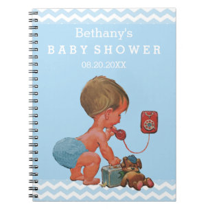 Vintage Boy on Phone Baby Shower Guest Book