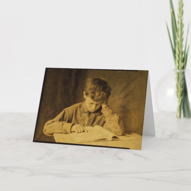 Vintage Boy Reading Card (Front)
