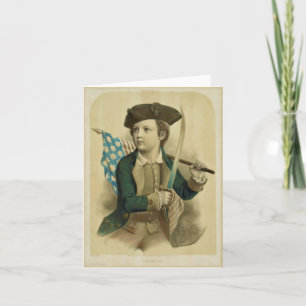 Vintage Boy with American Flag Note Card
