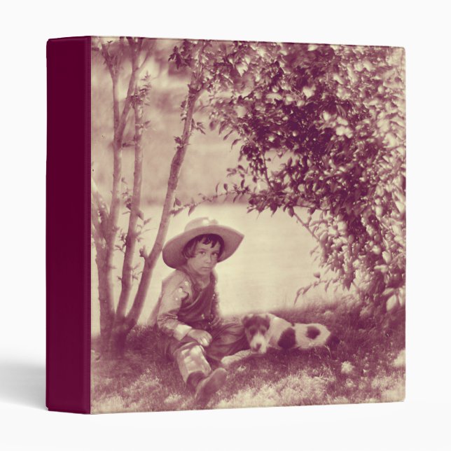 Vintage Boy With Dog At Rest Avery Binder (Front/Spine)