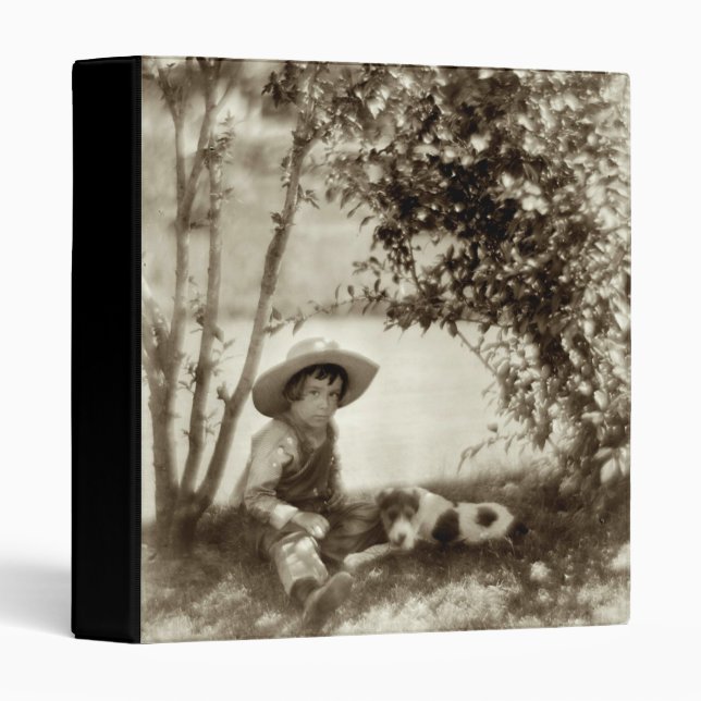 Vintage Boy With Dog At Rest Avery Binder (Front/Spine)