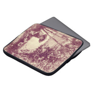 Vintage Boy with Dog at Rest Computer Sleeve