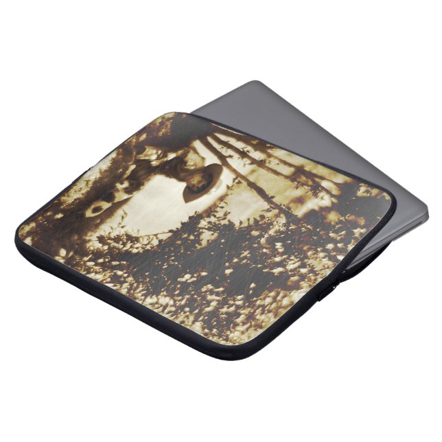 Vintage Boy with Dog at Rest Computer Sleeve (Front Top)