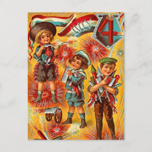 Vintage Boys 4th of July Postcard