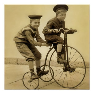 vintage boys on trike poster