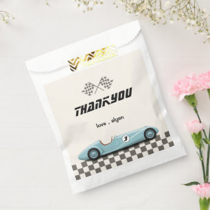 Vintage Boys Retro Blue Race Car Birthday Party Favour Bag