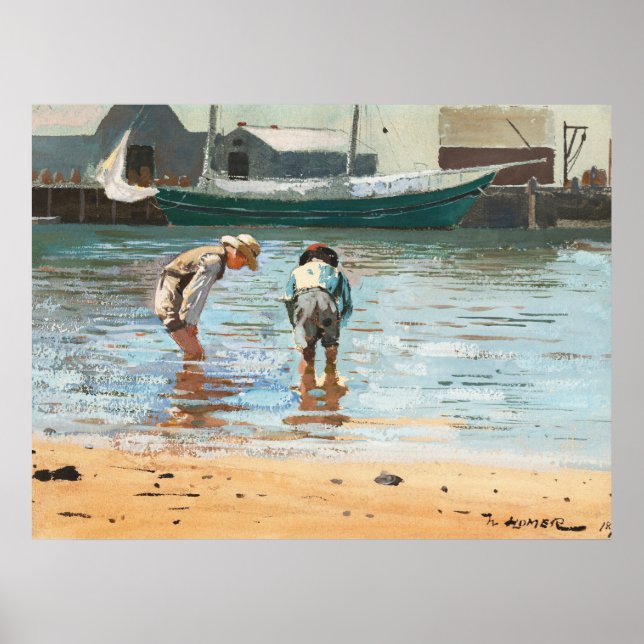 Vintage Boys Wading By Winslow Homer (1873) Poster (Front)