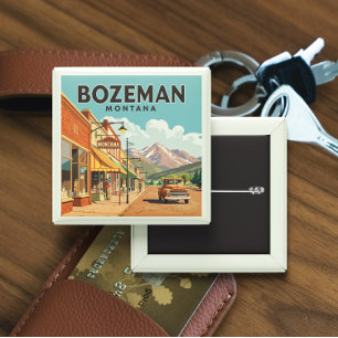 Vintage Bozeman Montana 2 Inch Square Button