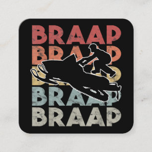 Vintage Braap Snowmobile T-Shirt I Retro Snow Sled Square Business Card
