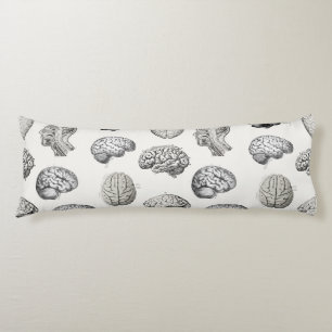 Vintage Brain Anatomy Biology Illustrations Body Pillow
