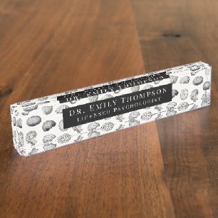Vintage Brain Anatomy Biology Illustrations Nameplate