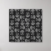 Vintage Brain Diagram Print Pattern Brains Black
