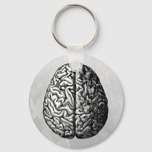 VINTAGE BRAIN DRAWING KEYCHAIN
