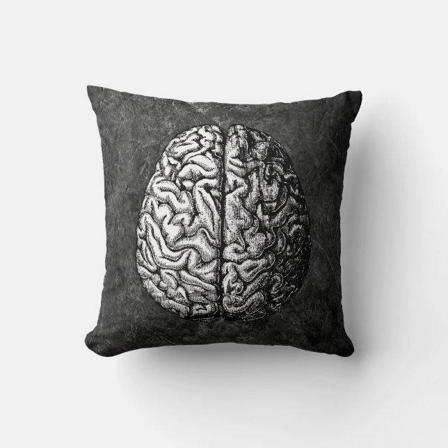 VINTAGE BRAIN DRAWING PILLOW (Front)