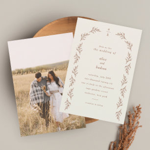 Vintage Branch Arch Boho Photo Wedding Invitation