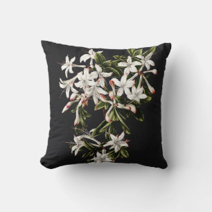 Vintage Branch of White Azaleas in Bloom Throw Pillow