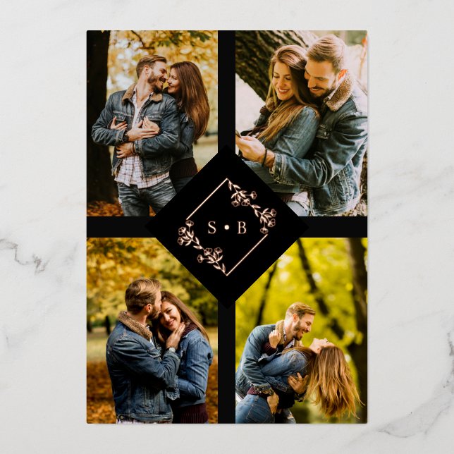 Vintage Branches Diamond Shape Rose Gold 4 Photos (Front)