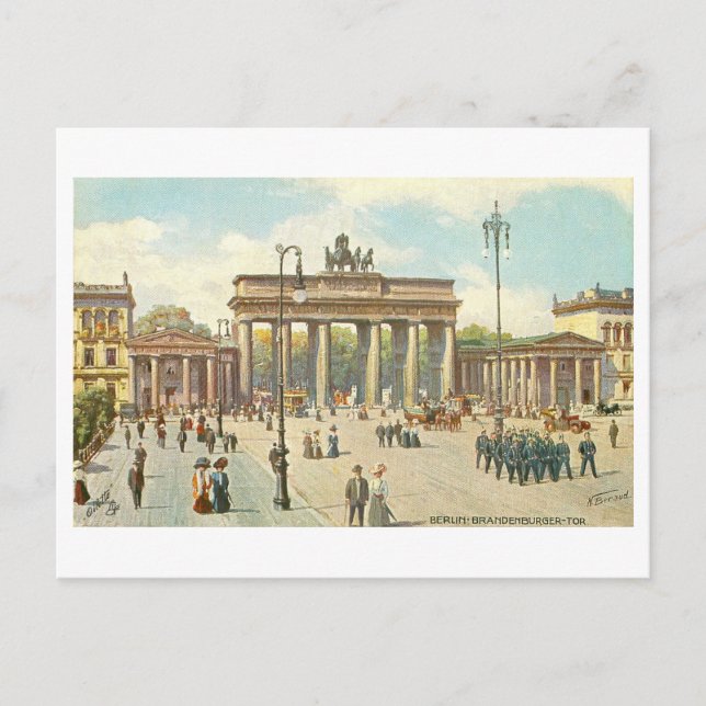 Vintage Brandenburg Gate Berlin Germany Postcard (Front)