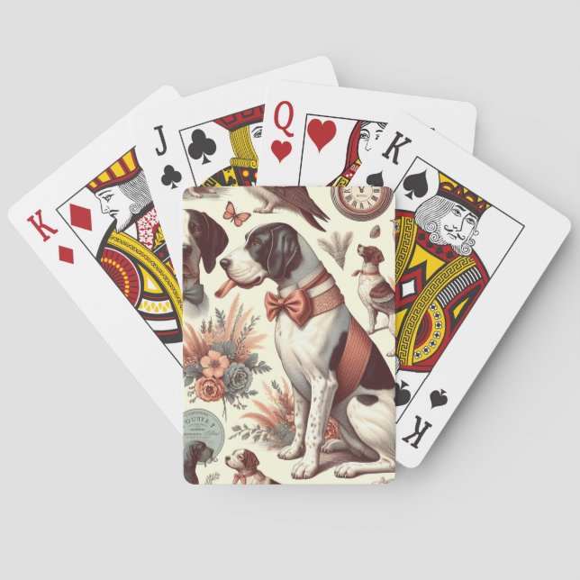 Vintage Braque Français Dog Illustration Playing Cards (Back)