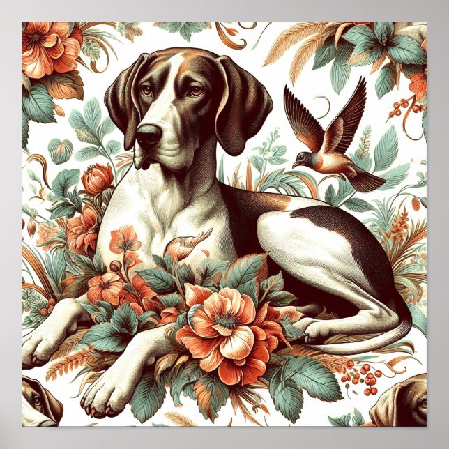 Vintage Braque Français  Illustration Poster (Front)