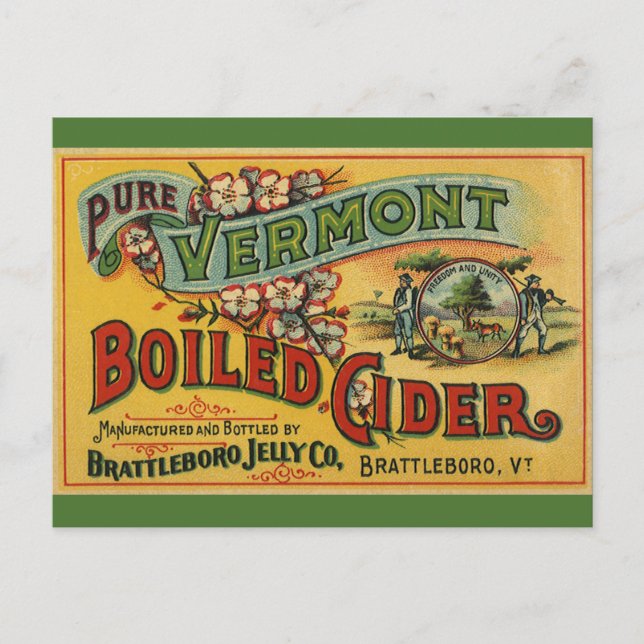 Vintage Brattleboro Jelly Boiled Cider Vermont Postcard (Front)