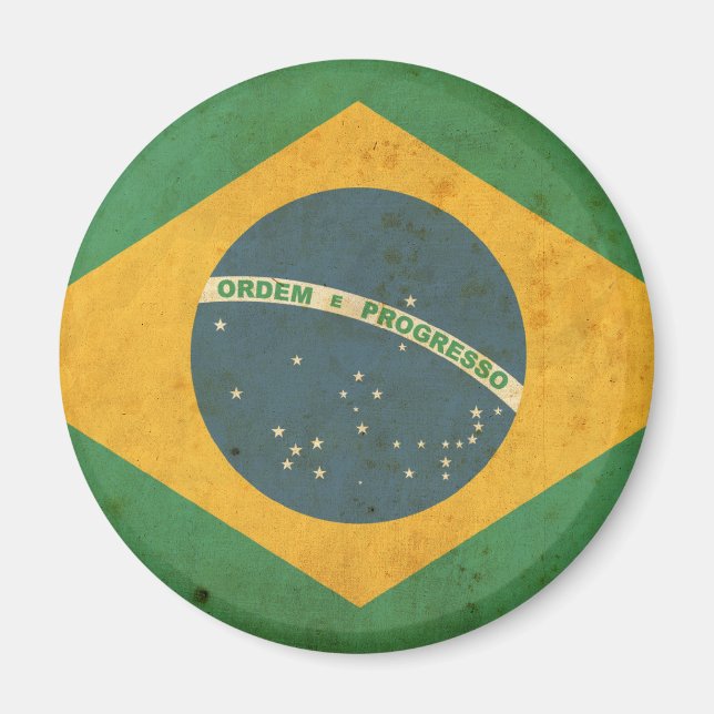 Vintage Brazil Flag Magnet (Front)