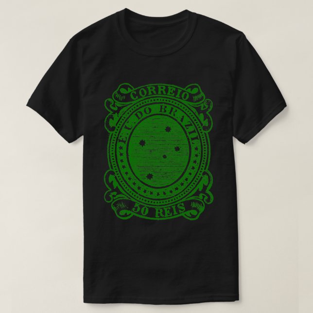 Vintage Brazil Postage Stamp Design T-Shirt (Design Front)