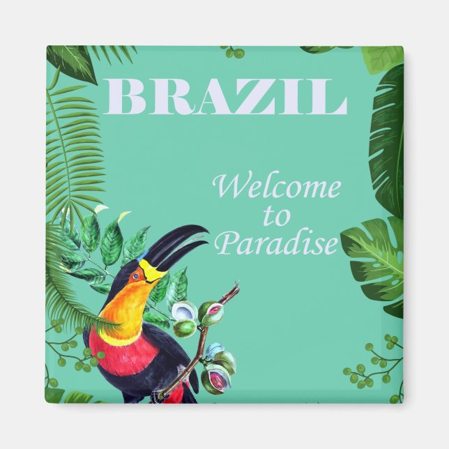Vintage Brazil Welcome to Paradise Travel Magnet (Front)
