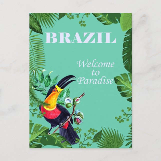 Vintage Brazil Welcome to Paradise Travel Postcard (Front)