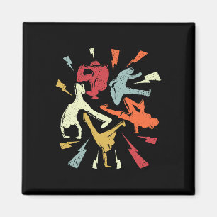 Vintage Break Dancing Bboy Poses Retro Hip Hop Magnet