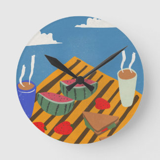 Vintage Breakfast Picnic Round Clock