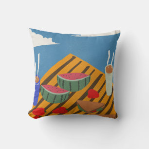 Vintage Breakfast Picnic Throw Pillow