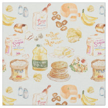 vintage breakfast watercolor pattern- flour, bread