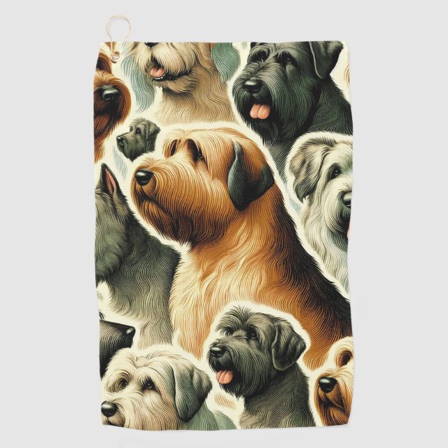 Vintage Briard Dog Seamless Golf Towel (Front)