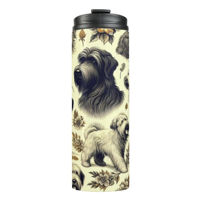 Vintage Briard Dog Seamless Thermal Tumbler (Front)
