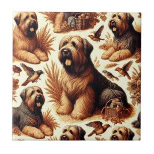 Vintage Briard Dog Seamless Tile