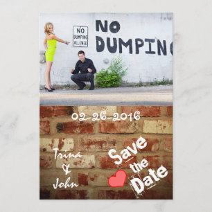 Vintage Brick Wall Graffiti Love Save the Dates Date