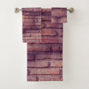 Vintage Brick Wall Pattern Rustic Decor Bath Towel Set