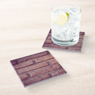 Vintage Brick Wall Pattern Rustic Decor  Glass Coaster