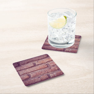 Vintage Brick Wall Pattern Rustic Decor  Square Paper Coaster