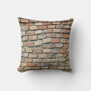 Vintage Brick Wall Throw Pillow